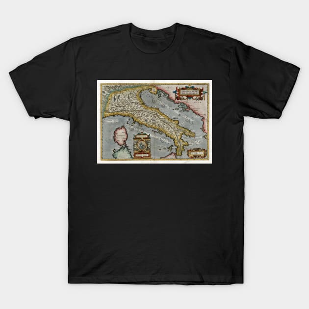 Vintage Map of Italy (1584) T-Shirt by Bravuramedia